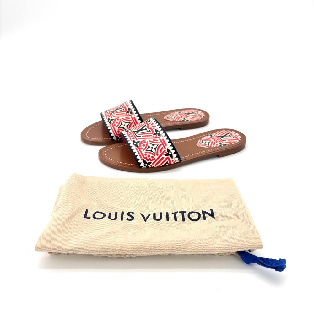 Louis Vuitton Crafty Lock It LV Monogram Slides Mules Flats Sandals 36 - Picture 2 of 9